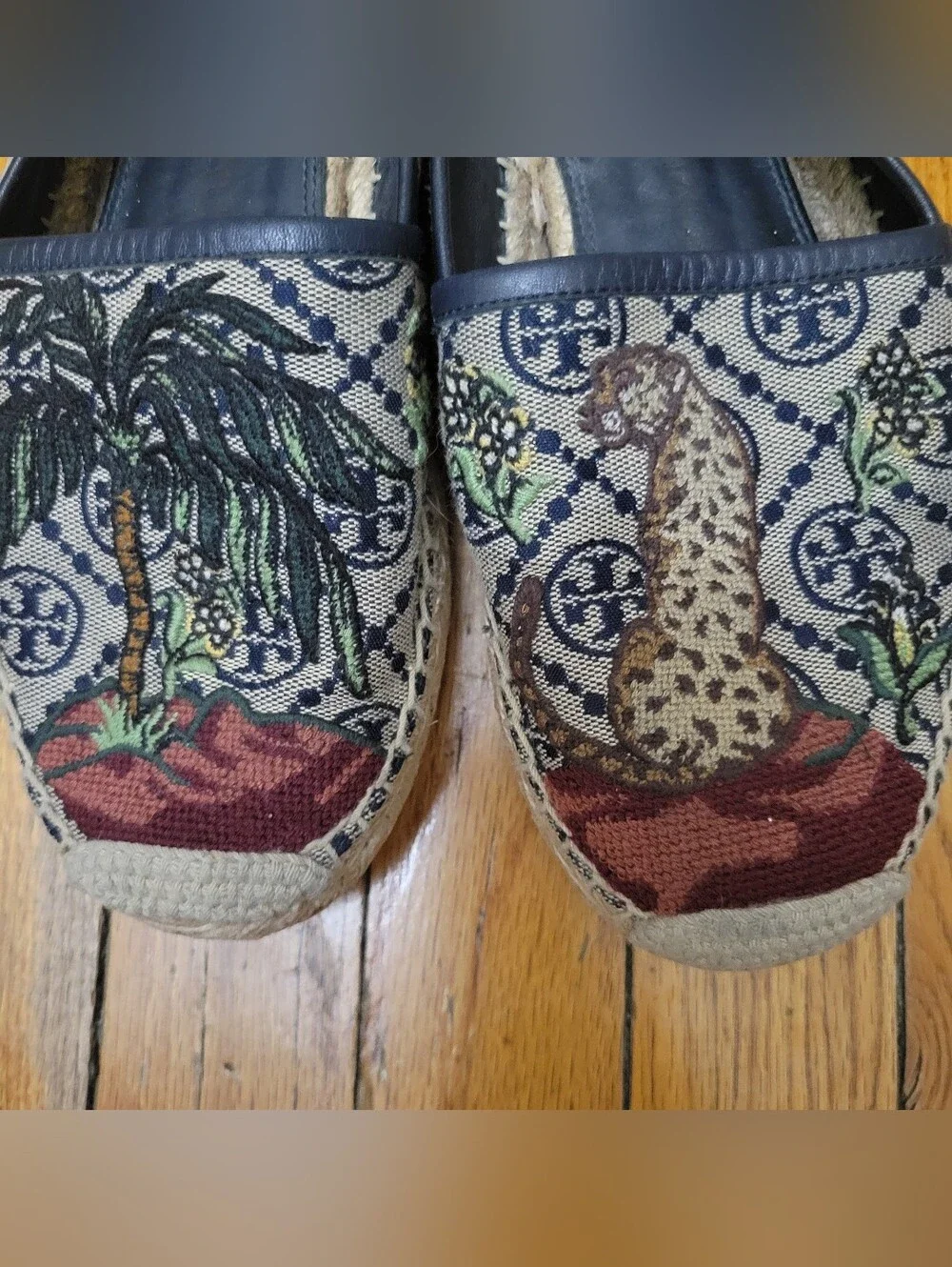 Tory Burch Paid Or Tory Cheetah‎ Embroidered Espadrilles GUC